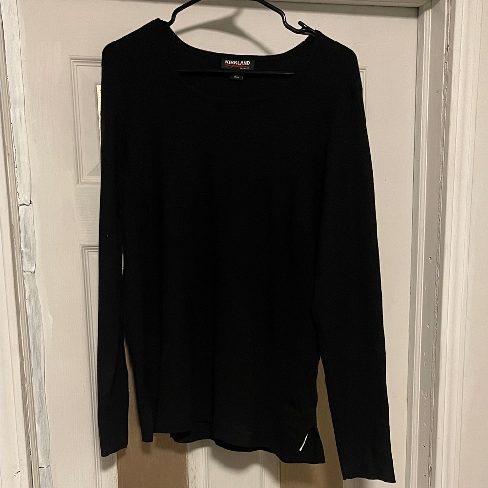 Kirkland ribbed stretchy Signature Black Crew Neck Sweater